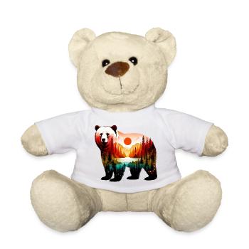 Geschmückter Bär mit Waldlandschaft bemalt - Teddy - Weiß - Vorne