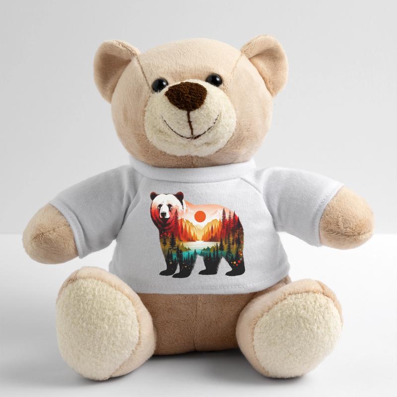 Ours décoré peint d’un paysage forestier Nounours