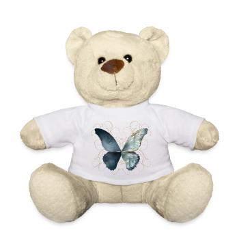 Butterfly wings in bluish watercolors - Teddy Bear - white - Front