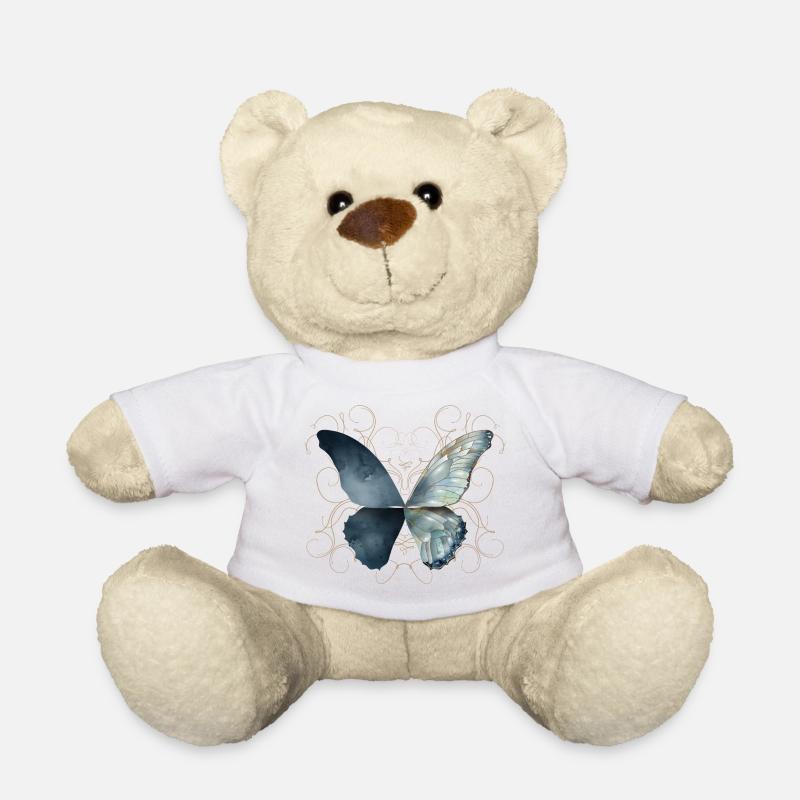 Ailes de papillon à l’aquarelle bleutée - Nounours - blanc