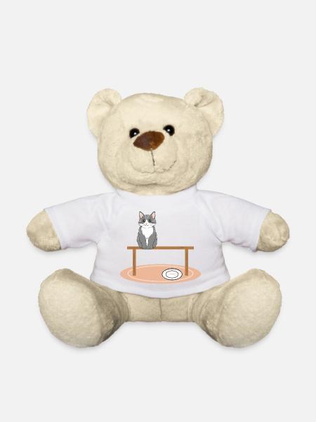 Katze auf Tisch - Teddy - Weiß