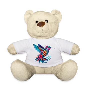 Kolibri mit Blumen geschmückt - Teddy - Weiß - Vorne