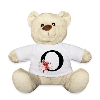 Roter Blumenbuchstabe O - Teddy - Weiß - Vorne