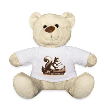 Playful motif of a squirrel in a canoe - Teddy Bear - white - Front