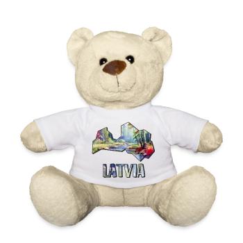 Aquarell Landkarte Lettland - Teddy - Weiß - Vorne