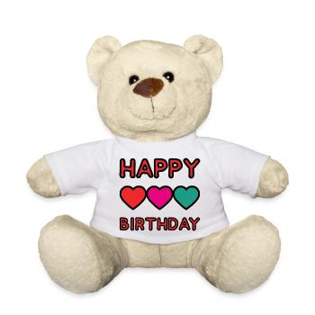 HAPPY BIRTHDAY. JOYEUX ANNIVERSAIRE. ANNIVERSAIRE. - Nounours - blanc - Devant