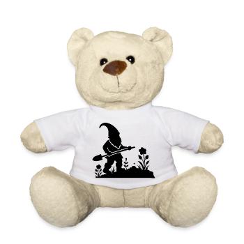 charmantes Silhouetten-Motiv eines Gartenzwergs - Teddy - Weiß - Vorne