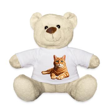 Realistisches orange getigertes Katzenporträt - Teddy - Weiß - Vorne