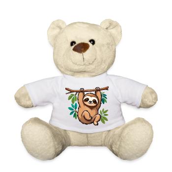 Cute Happy Cartoon Sloth - Teddy Bear - white - Front