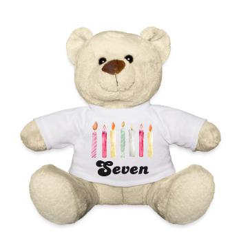 7e anniversaire bougie - Nounours - blanc - Devant
