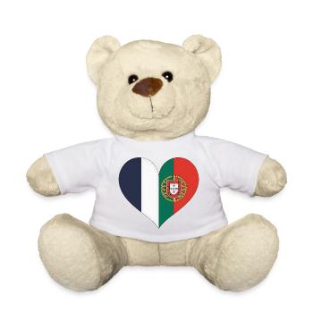 France Portugal Flag Coeur - Nounours - blanc - Devant