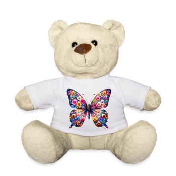 Schmetterling mit Blumen verziert - Teddy - Weiß - Vorne