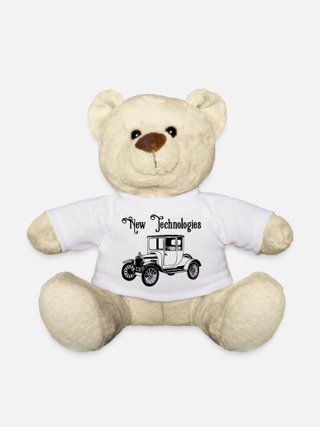 Automobile ancienne vintage noire - Nounours - blanc