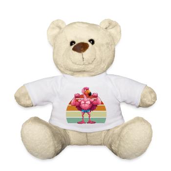 Flamingo Muskeln Fitness Bodybuilding Kraftsport - Teddy - Weiß - Vorne