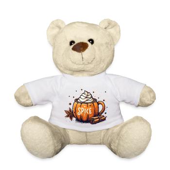 süßes Kürbis-Tassen Motiv mit Pumpkin Spice Latte - Teddy - Weiß - Vorne