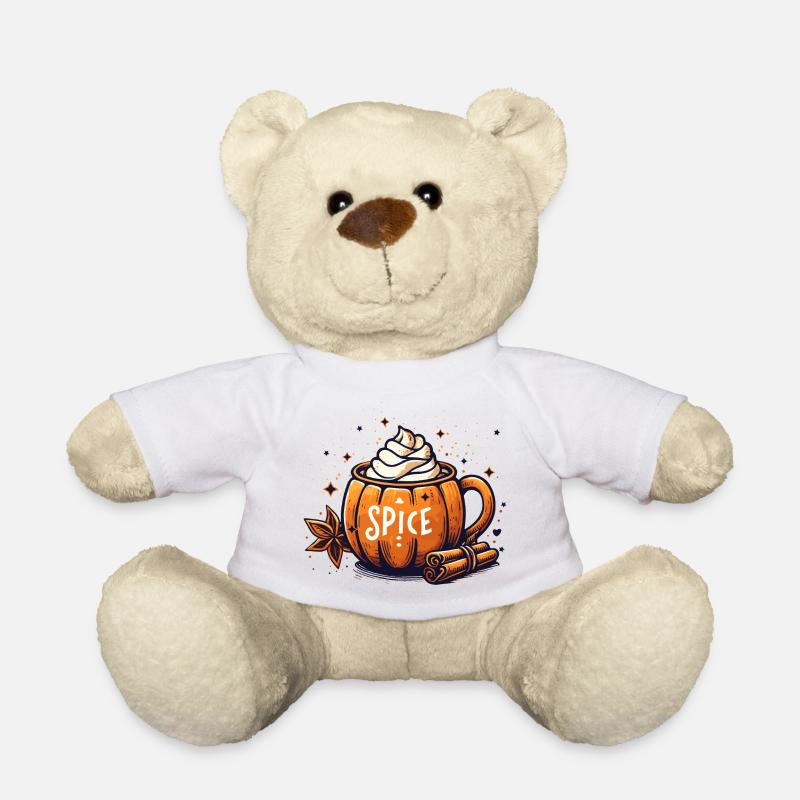 süßes Kürbis-Tassen Motiv mit Pumpkin Spice Latte - Teddy - Weiß