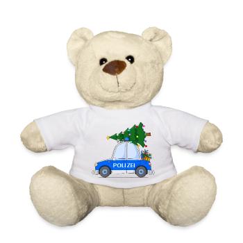 Police Car Christmas - Teddy Bear - white - Front