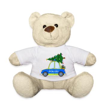 Voiture de police Noël Bleu Jaune - Nounours - blanc - Devant