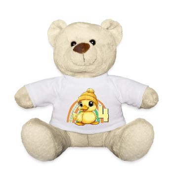 4th Birthday Duck Rainbow Cute Cute - Teddy Bear - white - Front