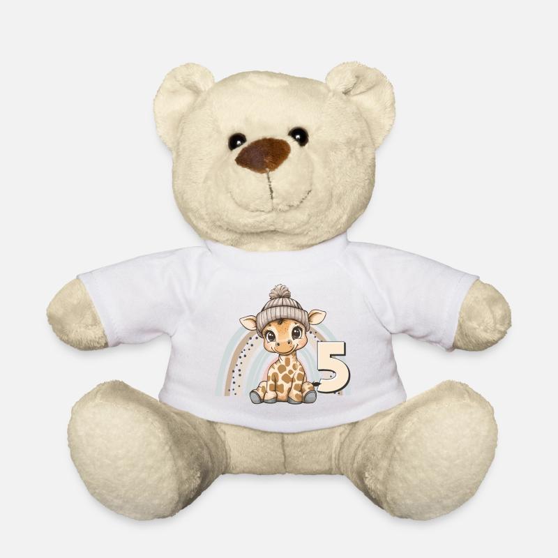 5ème anniversaire Girafe Arc-en-ciel Mignon Mignon - Nounours - blanc