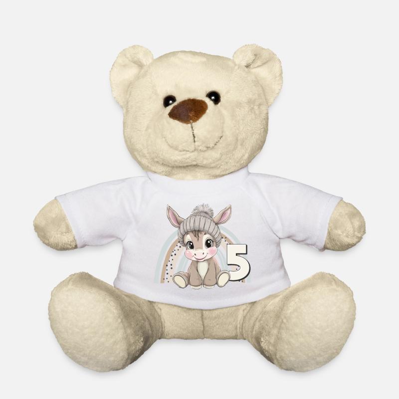 5. Geburtstag Esel Regenbogen Süß Niedlich - Teddy - Weiß