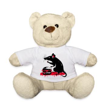 Rat with Burger in Street Art Tattoo Style - Teddy Bear - white - Front
