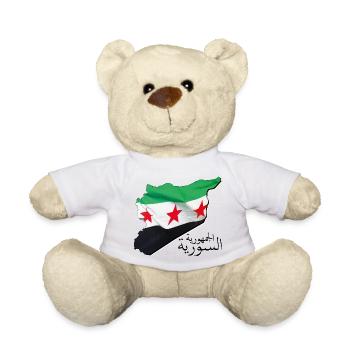 Syrien Flagge in der Syrien Landkarte SY - Teddy - Weiß - Vorne