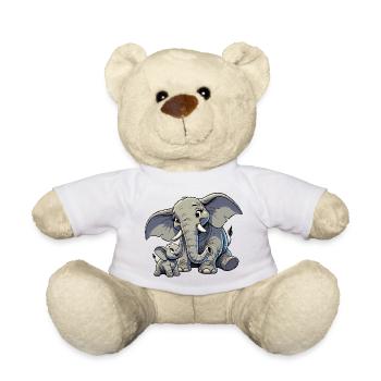 Éléphant d’Afrique mère et enfant - Nounours - blanc - Devant