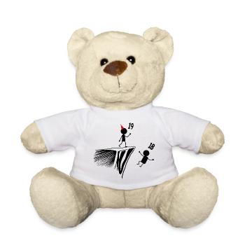 19e anniversaire, cadeau 19 ans, Humour 19 ans, 19 - Nounours - blanc - Devant