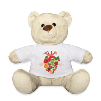 Healthy Heart Fruit & Veggie Art - Teddy Bear - white - Front