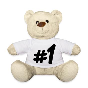 Number 1 # - Teddy Bear - white - Front