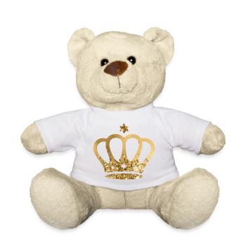 Krone, chic, goldig, personalisierbar - Teddy - Weiß - Vorne