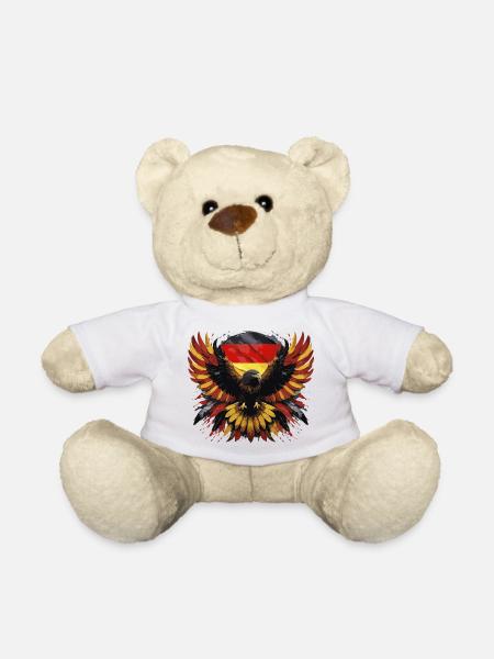 deutscher Adler Schwarz Rot Gold Flagge Adlerkopf - Teddy - Weiß