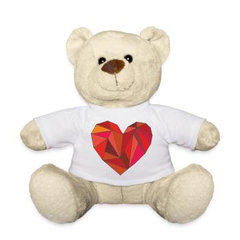 Geometric heart in a warm colour mix - Teddy Bear - white - Front