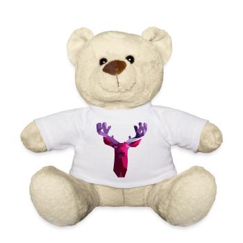 Roter geometrischer Hirsch mit Amethysthörnern - Teddy - Weiß - Vorne