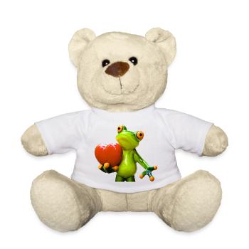 Frog With Heart Motivated Sculpture - Teddy Bear - white - Front