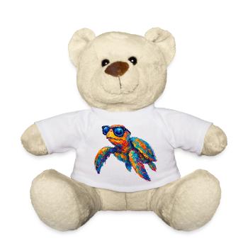 Colorful turtle with sunglasses - Teddy Bear - white - Front