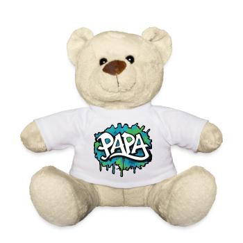 Papa-T-Shirt-Design im Graffiti-Stil - Teddy - Weiß - Vorne