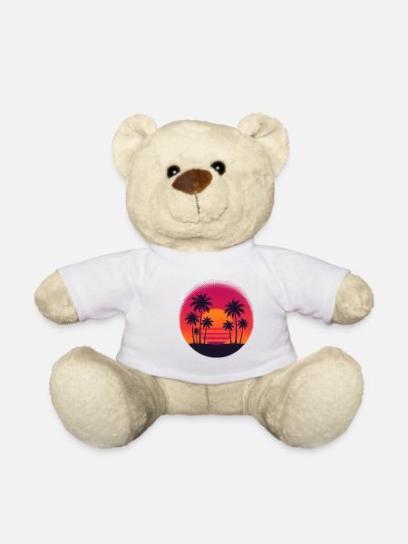 Tropical sunset with palm trees - Teddy Bear - white