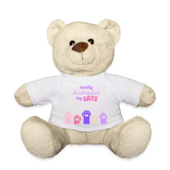 Easily Distracted by Cats – Funny Design - Teddy Bear - white - Front