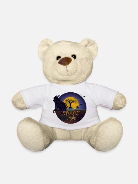 Spuknacht mit Vollmund und Rabe - Teddy - Weiß