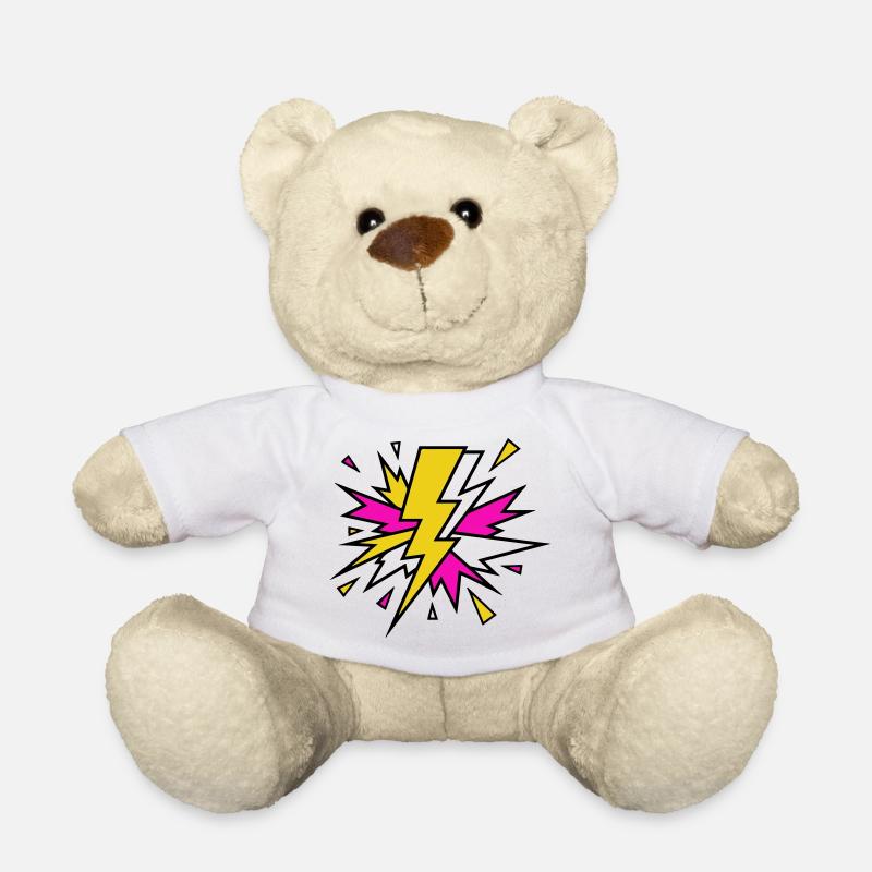 Gelber Strahl Neon-Explosion - Teddy - Weiß