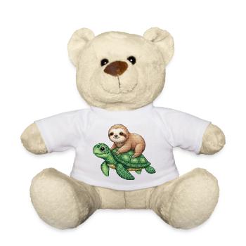 Faultier auf Schildkröte - Teddy - Weiß - Vorne
