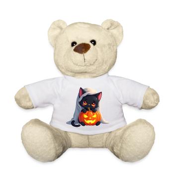 Halloween Cat with Halloween Pumpkin - Teddy Bear - white - Front