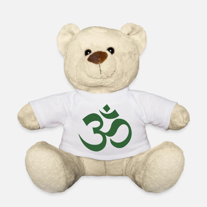 Om Symbol Dharma Pattern - Teddy Bear - white