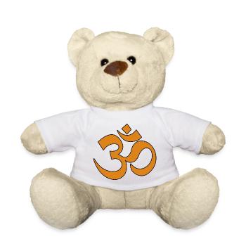Om Symbol Orange auf Schwarz - Teddy - Weiß - Vorne