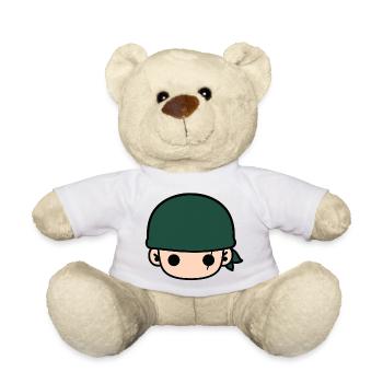Cute Zoro Pirate Bandana Head Cartoon - Teddy Bear - white - Front