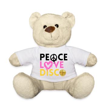 Peace Love Disco Neon Retro Art - Teddy - Weiß - Vorne