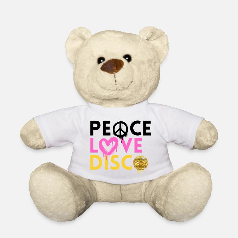 Peace Love Disco Neon Retro Art - Teddy - Weiß