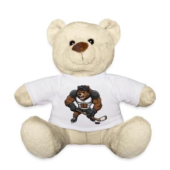 Muskulöser Bär Eishockeyspieler Cartoon  - Teddy Bear - white - Front